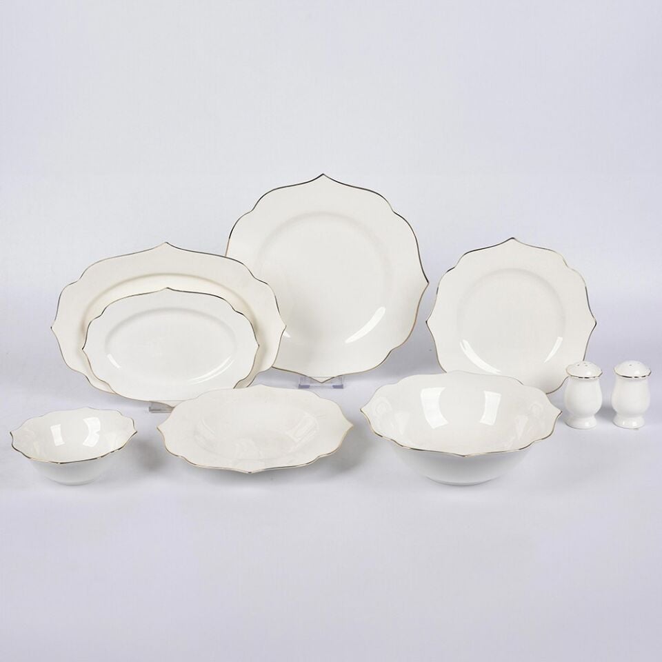 Köşeli Beyaz Servis Takımı 30 Parça