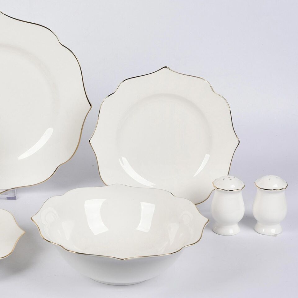 Köşeli Beyaz Servis Takımı 30 Parça