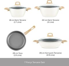 Karaca x Refika Birgül Swiss Crystal 7 Parça Tencere Seti Creamy