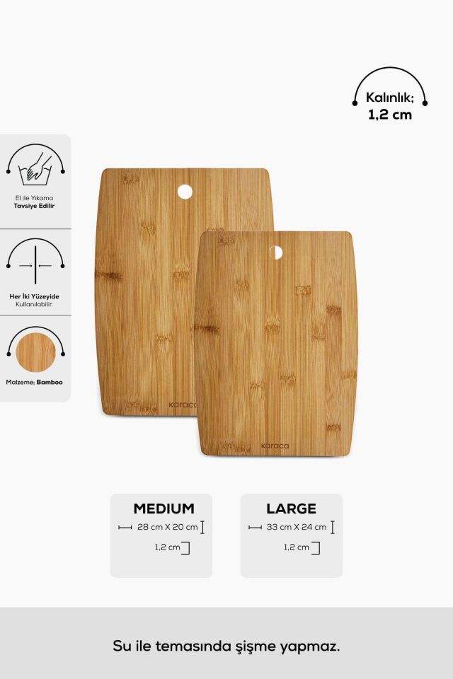 Karaca Bera 2'li Bambu Kesme Tahtası 28/33 cm