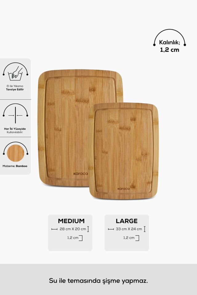 Karaca Melin 2'li Bambu Kesme Tahtası 28/33 cm