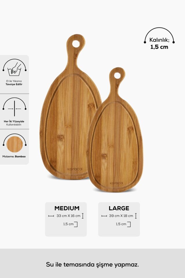 Karaca Havin 2'li Bambu Kesme Ve Sunum Tahtası 33/39 cm