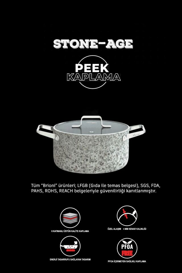 Stone-age 32 Cm Çizilmez Yanmaz Yapışmaz Indüksiyon Tava