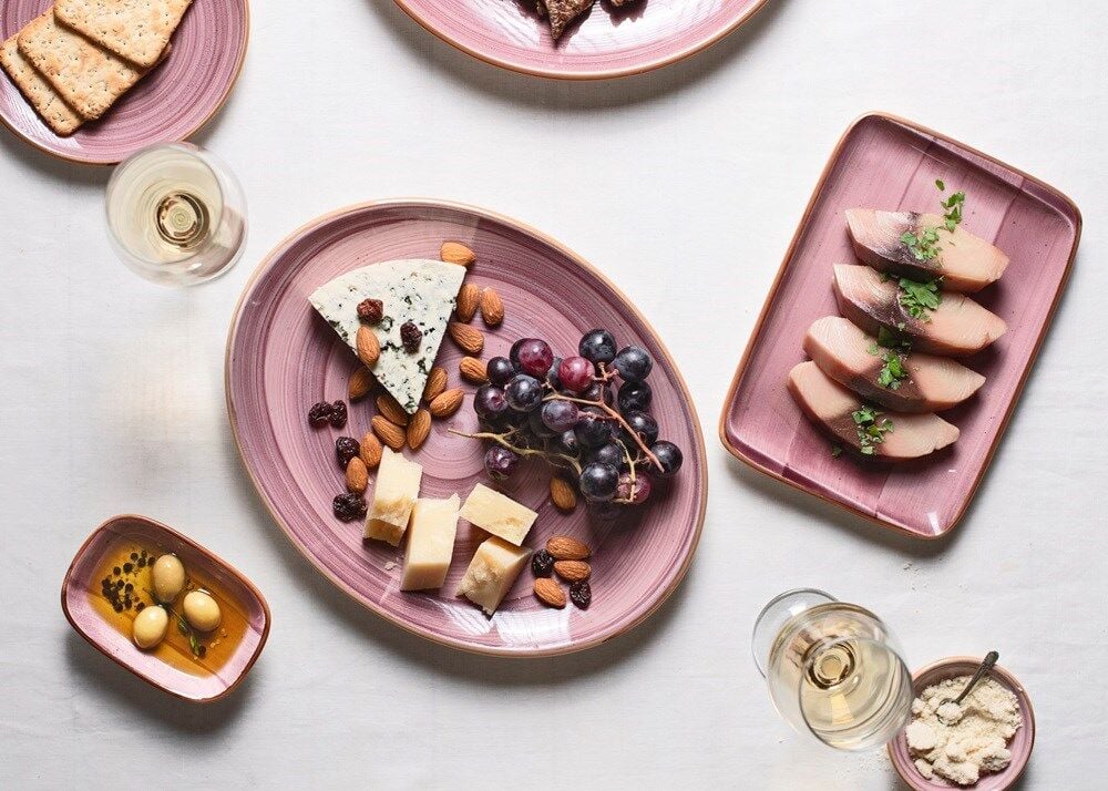 Bonna Porselen Aura Blackberry Moove Oval Tabak 31*24 Cm Tekli