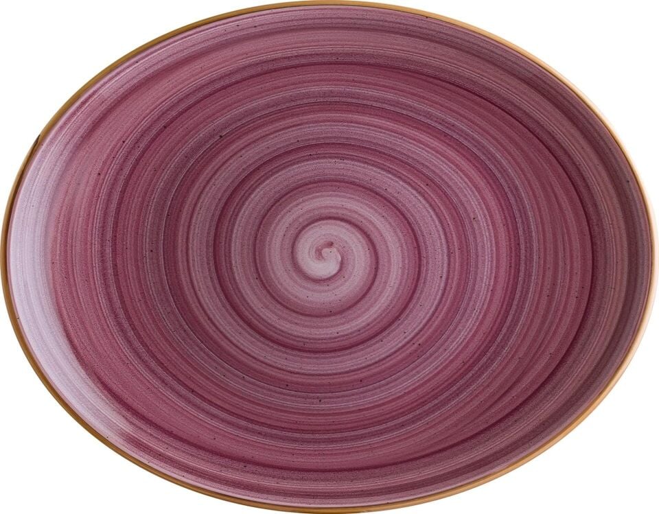 Bonna Porselen Aura Blackberry Moove Oval Tabak 31*24 Cm Tekli