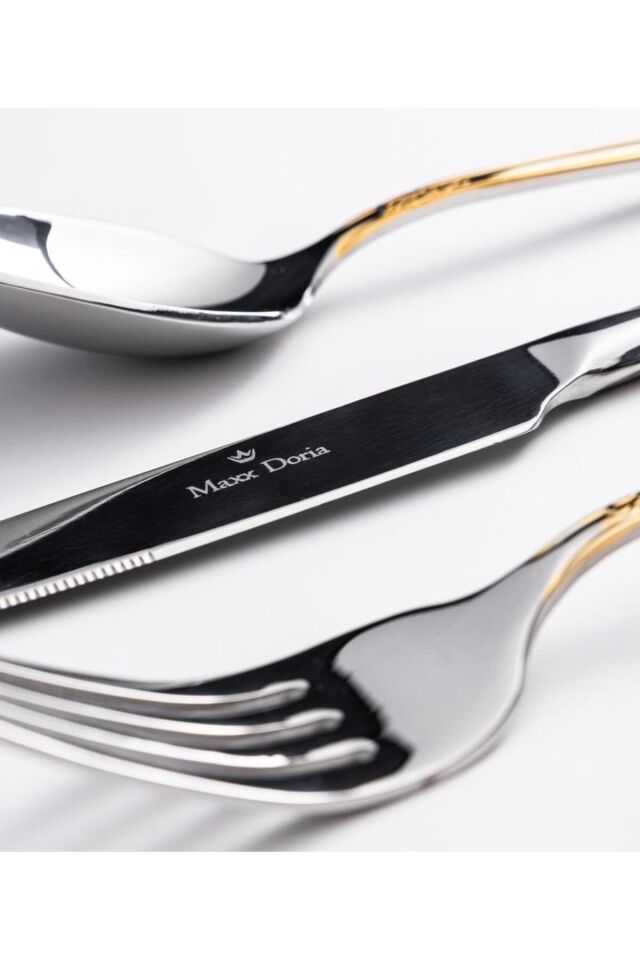 Athens Gold Dekorlu 6 Kişilik 42 Parça Paslanmaz Çelik Çatal Kaşık Bıçak Takımı Kutulu