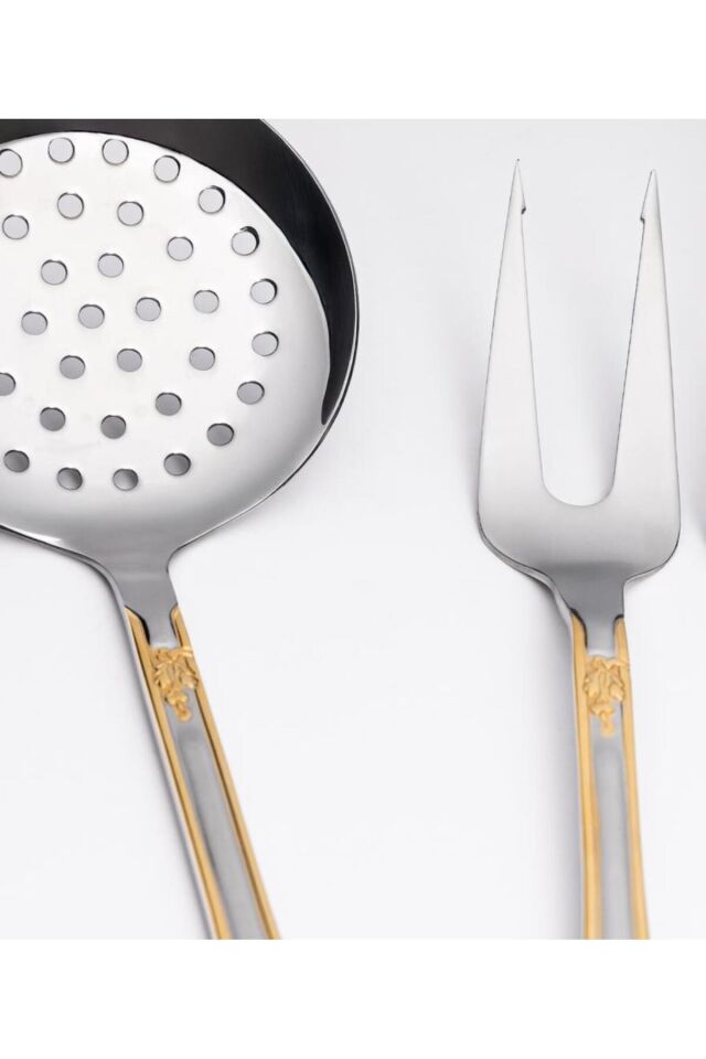 Athens G Decorated 5 Parça Paslanmaz Çelik Servis Takımı Kutulu