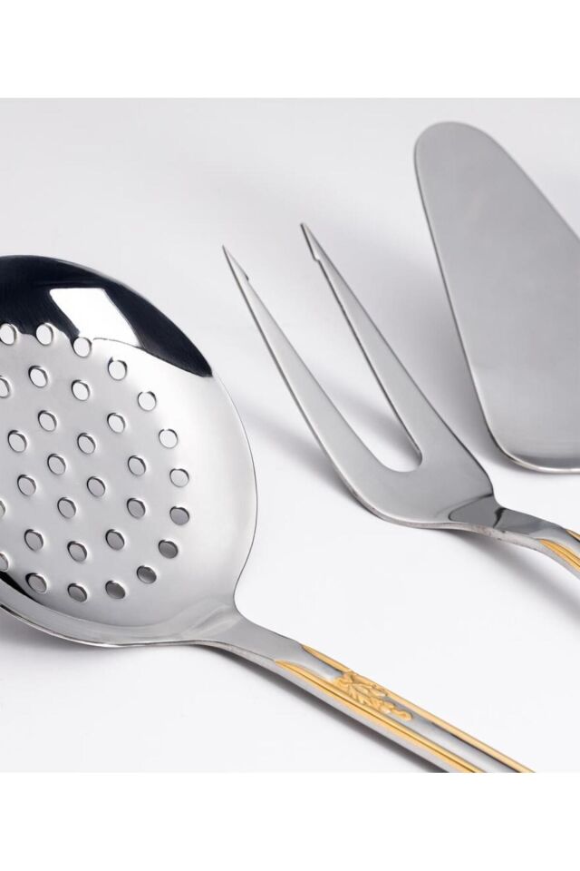 Athens G Decorated 5 Parça Paslanmaz Çelik Servis Takımı Kutulu