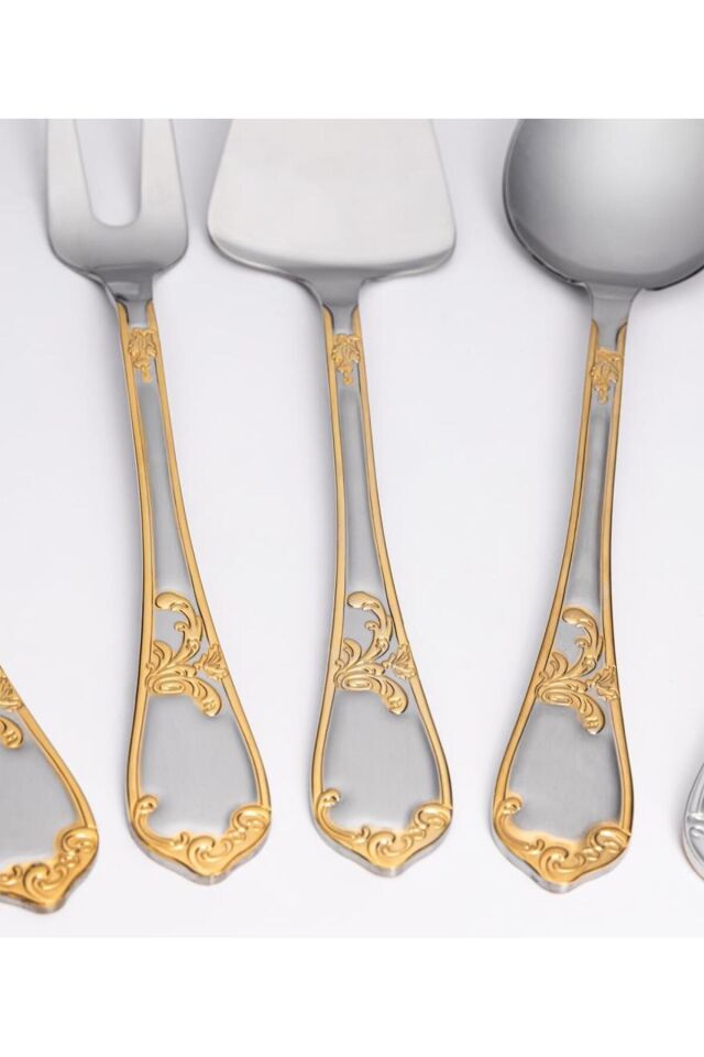 Athens G Decorated 5 Parça Paslanmaz Çelik Servis Takımı Kutulu