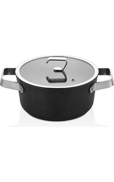 Oms Durastone 20 Cm Peek İndüksiyon Taban Derin Tencere Siyah