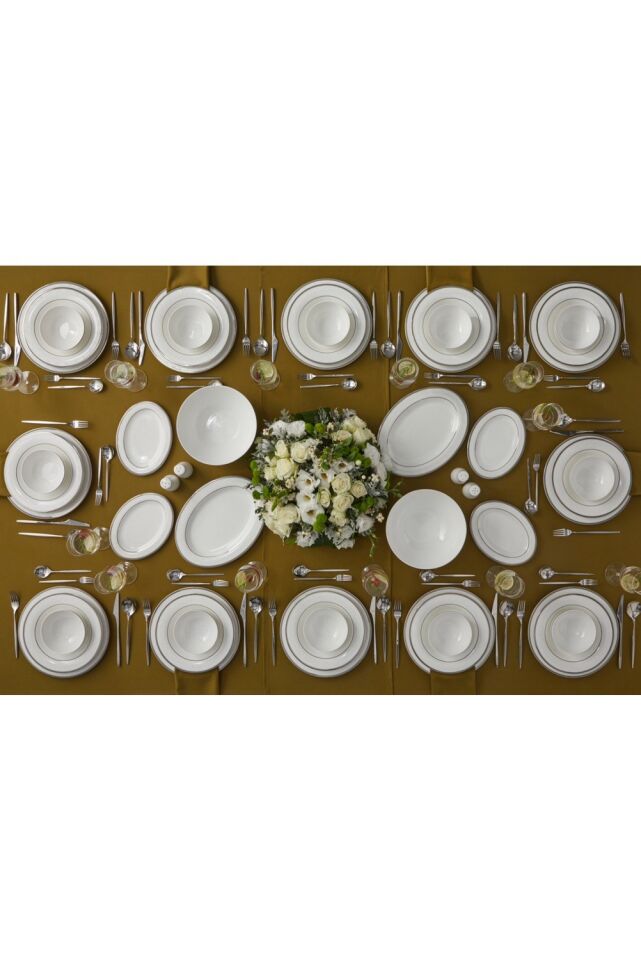 Be Orıgınal Crown Silver 60 Parça 12 Kişilik Bone China Yemek Takımı