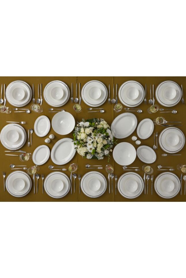 Be Orıgınal Monarch Silver 60 Parça 12 Kişilik Bone China Yemek Takımı