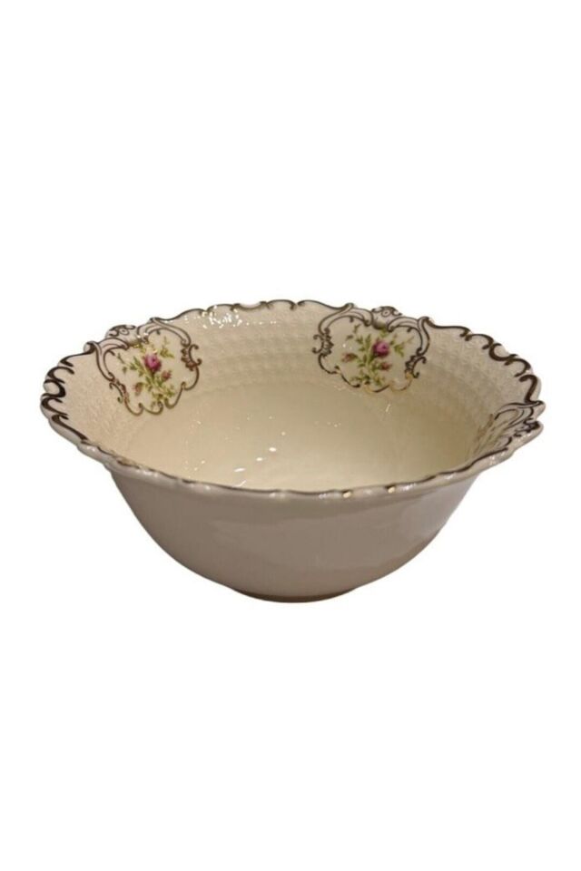 Diana Porselen 6 lı Çorba Kasesi Vintage Çiçek Desenli Gold Detaylı