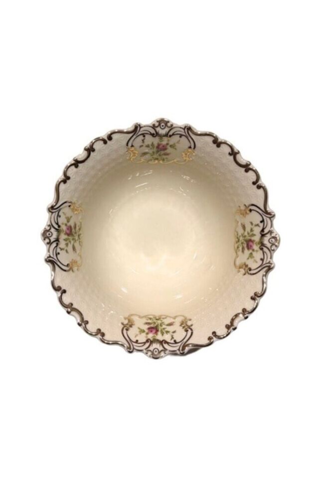 Diana Porselen 6 lı Çorba Kasesi Vintage Çiçek Desenli Gold Detaylı
