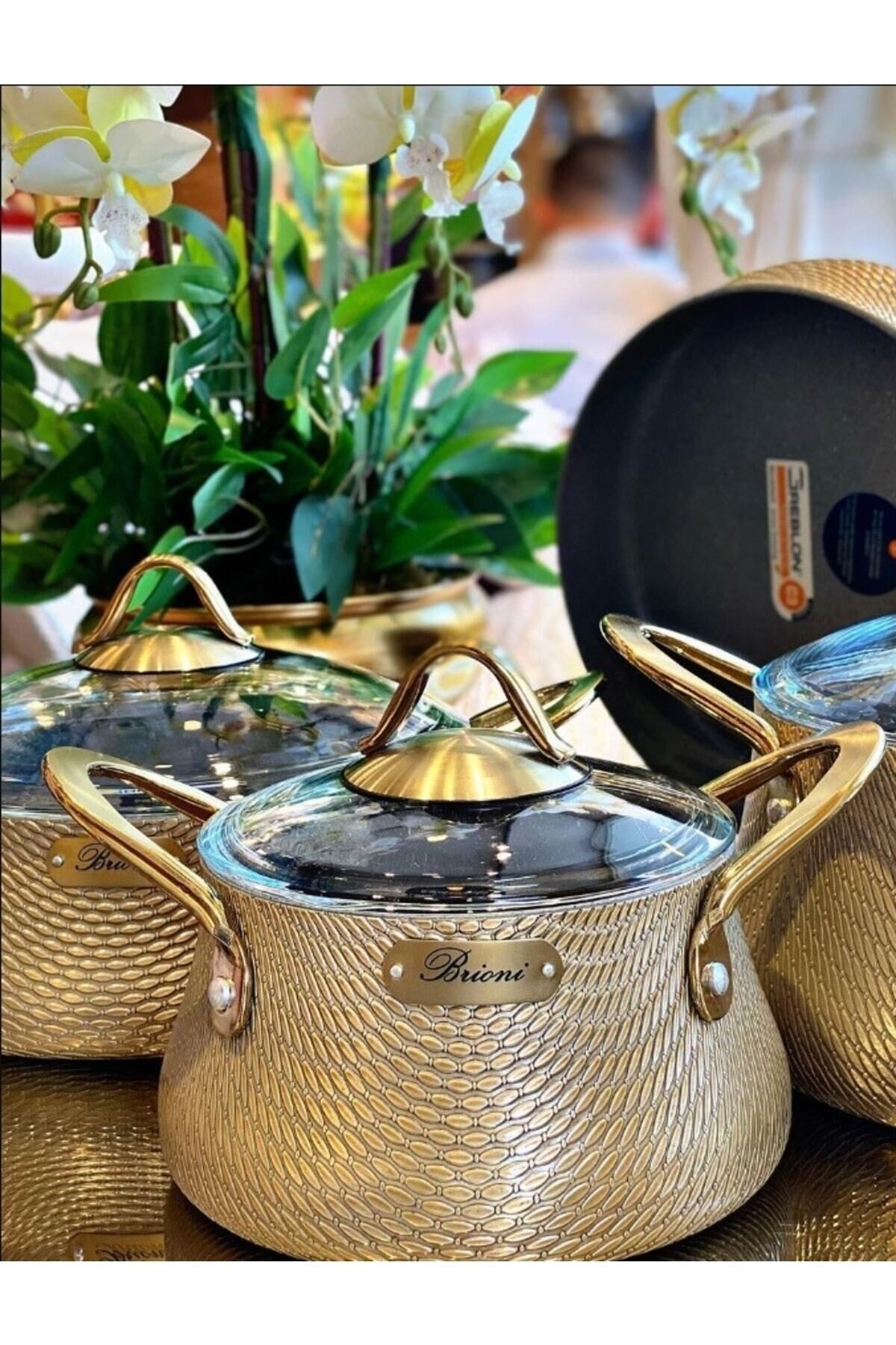 Brioni Brioni Elegance 7 Parça Tencere Takımı Altın Elg-11101