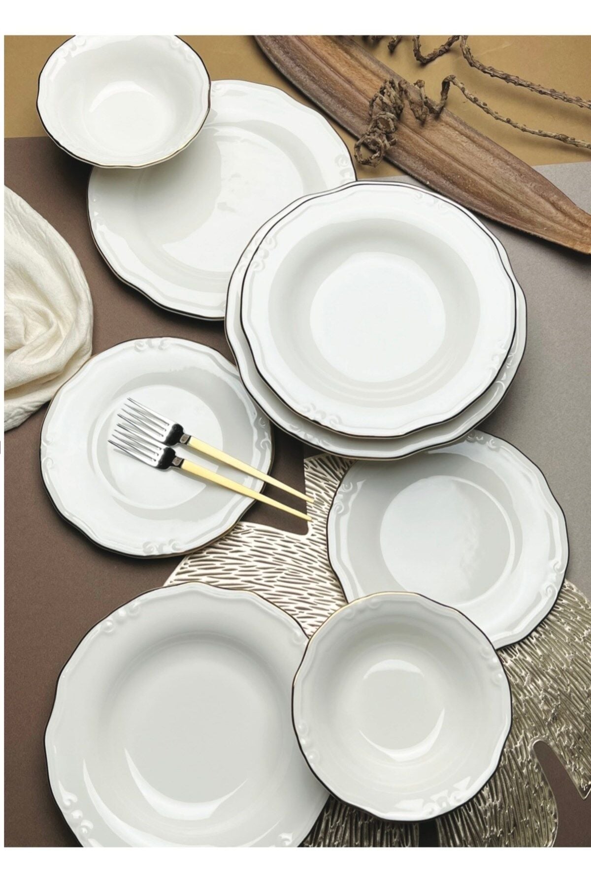 Tiffany Altın Yaldız Yemek Takımı 24 Parça