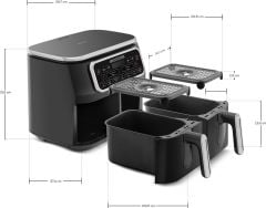Karaca Air Pro Cook Duo Tandır Xxxl 4+4 Litre Airfryer Black Silver 8 Kişilik