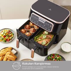 Karaca Air Pro Cook Duo Tandır Xxxl 4+4 Litre Airfryer Black Silver 8 Kişilik