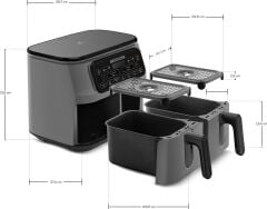 Karaca Air pro Cook Duo Tandır Xxxl 4+4 Litre Aırfryer Space Gray Black 8 Kişilik