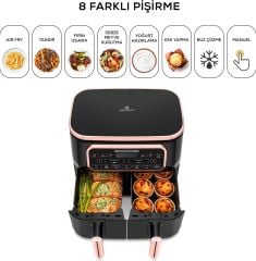 Karaca Air Pro Cook Duo Tandır Xxxl 4+4 Litre Airfryer Rosegold 8 Kişilik