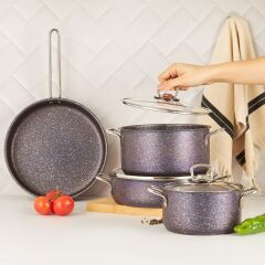 Karaca Biogranit Steel Plus 7 Parça Tencere Seti Mor