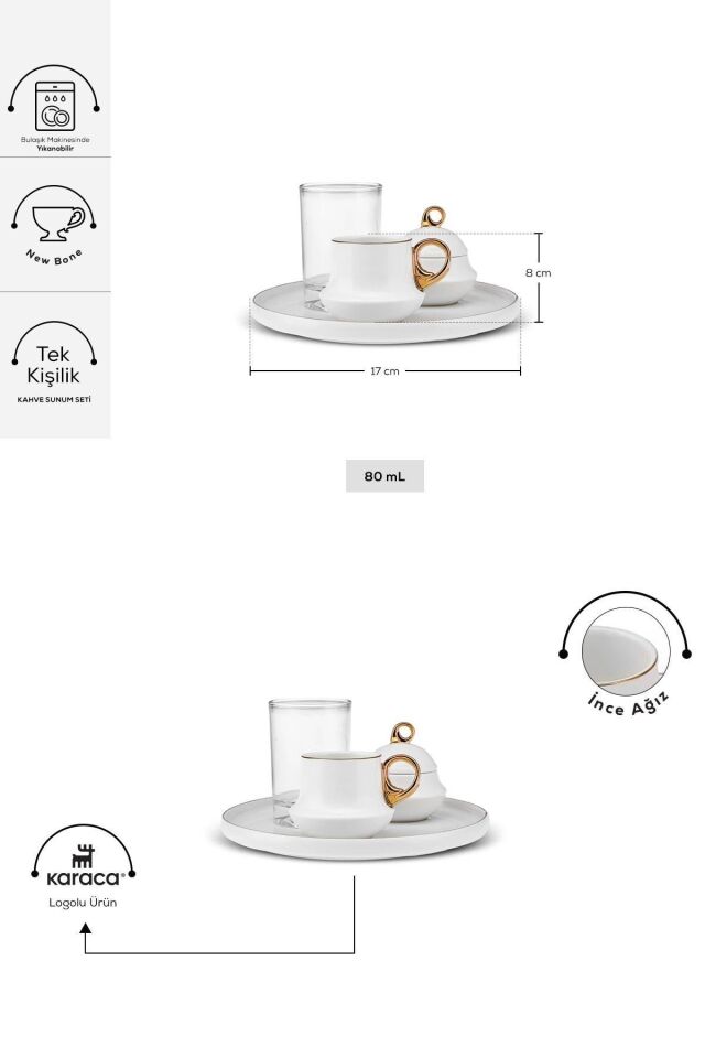 Karaca Acıbadem Tek Kişilik Kahve Sunum Seti 80 ml