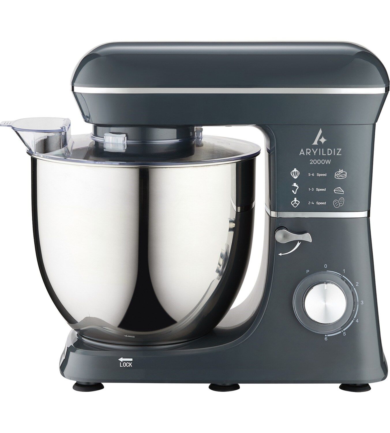 Power Chef XXL 2000 W Stand Mikser 10 Litre Paslanmaz Çelik Hazne ile 6 Kademeli Hız