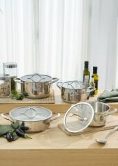 Emsan Yakamoz İndüksiyon Tabanlı 8 Parça Paslanmaz Çelik Tencere Seti