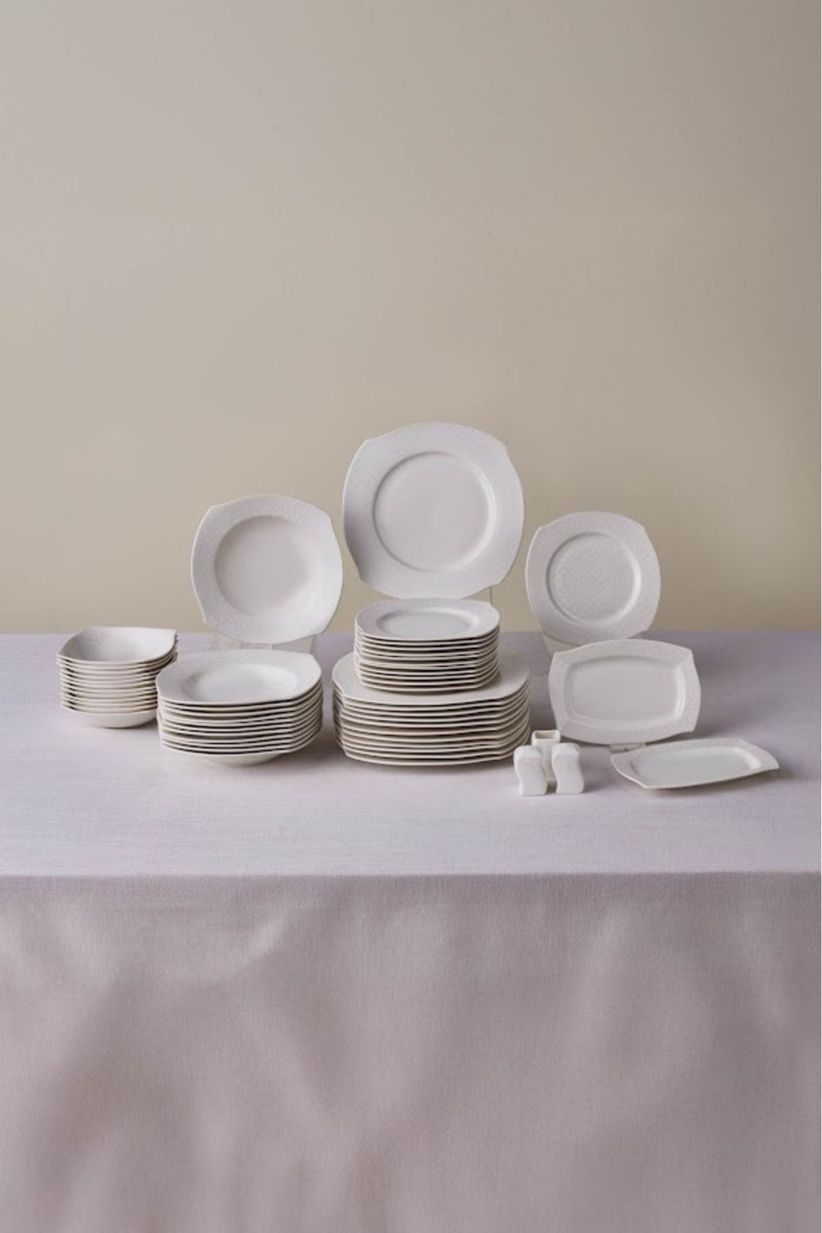 Karaca Square Bone Fancy 53 Parça 12 Kişilik Yemek Takımı