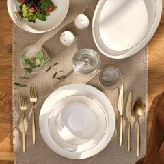 Emsan Galia Fine Bone 59 Parça 12 Kişilik Yemek Takımı Yuvarlak Gold