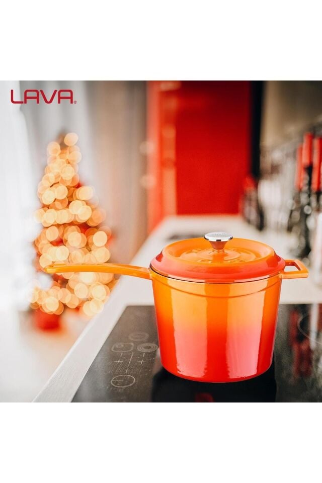 Lava Yuvarlak Saplı Tencere Ç18 Sutluk Turuncu