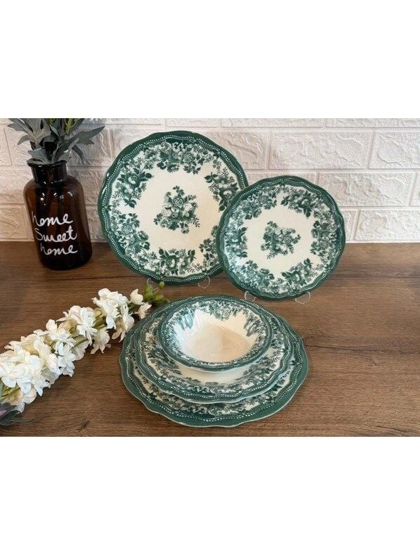Porser Velour Green Fulya 24 Parça Yemek Takımı