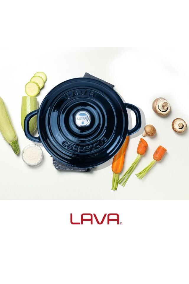Lava Döküm Yuvarlak Tencere Döküm Demir Kapak New Heritage Serisi Çap(Ø)22cm.
