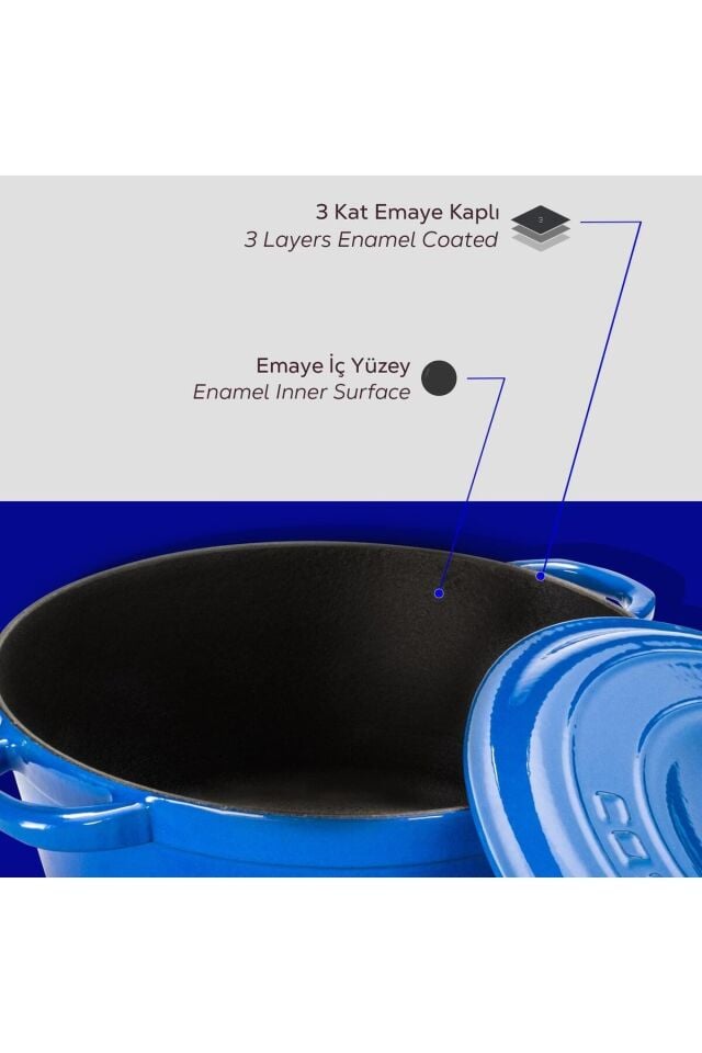 Lava Döküm Yuvarlak Tencere Döküm Demir Kapak New Heritage Serisi Çap(Ø)26cm.