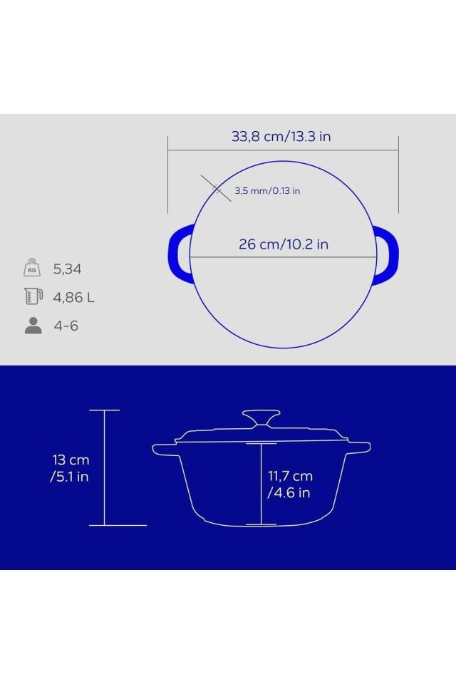 Lava Döküm Yuvarlak Tencere Döküm Demir Kapak New Heritage Serisi Çap(Ø)26cm.