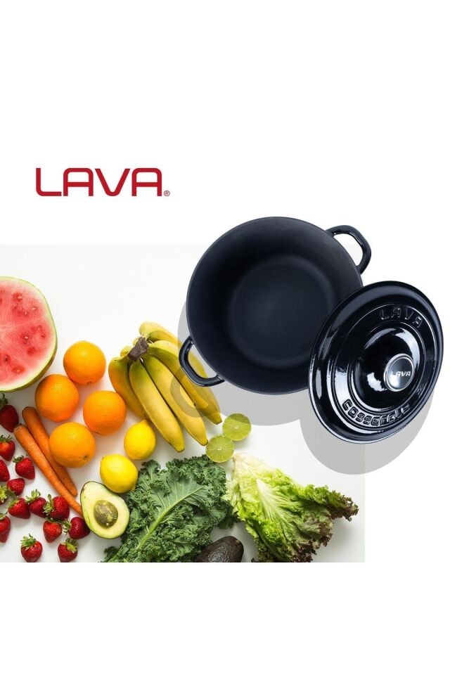 Lava Döküm Yuvarlak Tencere Döküm Demir Kapak New Heritage Serisi Çap(Ø)26cm.