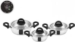 Karaca Florya 6 Parça Siyah Antibakteriyel Kulplu Çelik Sahan Set