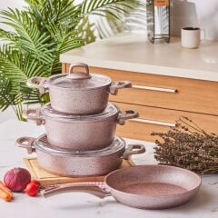 Emsan Premium-S Pro Gold Pink 7 Parça Granit Tencere Seti