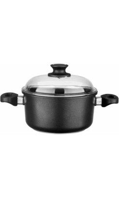 Leggno Indüksiyon Tabanlı Pyrex Kapaklı Döküm Derin Tencere 20 Cm