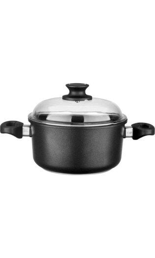 Leggno Indüksiyon Tabanlı Pyrex Kapaklı Döküm Derin Tencere 20 Cm