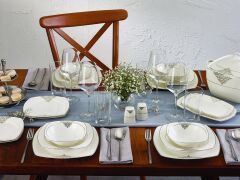 Emsan Yasemin 60 Parça 12 Kişilik Porselen Yemek Takımı Platin