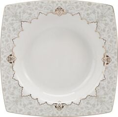 Karaca Mühür Fine Cream 60 Parça 12 Kişilik Porselen Yemek Takımı Gold Kare
