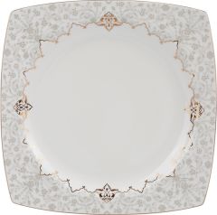 Karaca Mühür Fine Cream 60 Parça 12 Kişilik Porselen Yemek Takımı Gold Kare