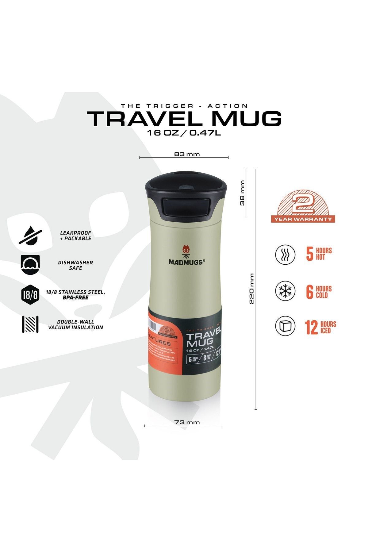 Madmugs Travelmug Termos Bardak 0.47 Lt. Sage Green