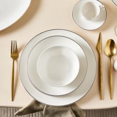 Karaca Epsilon New Bone 76 Parça 12 Kişilik Yemek Takımı Platin + Kahve Fincanı