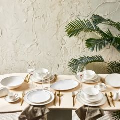 Karaca Epsilon New Bone 76 Parça 12 Kişilik Yemek Takımı Platin + Kahve Fincanı