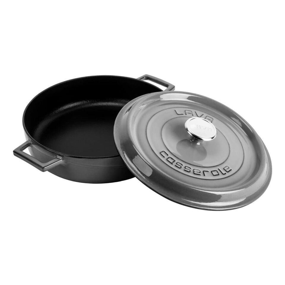 Lava Döküm Çok Amaçlı Yayvan Tencere 32 Cm Trendy Gri