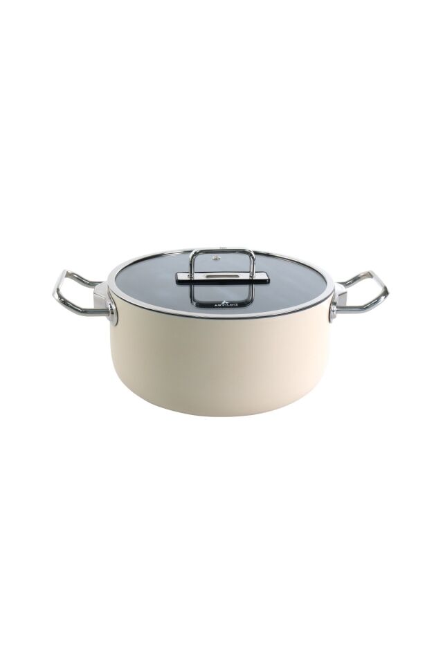 Colombus Crystal Metal Kulp Cam Kapak Derin Tencere - 24 Cm