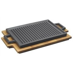 Lava Hot Plate Ve Ahşap Altlığı, Dikdörtgen, 22x30cm.
