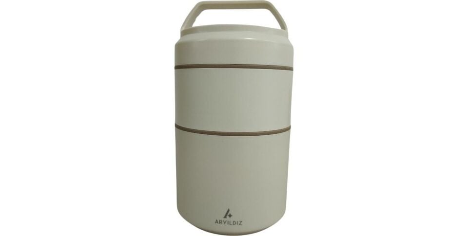 Bento Yuvarlak 2 Katlı Lunch Box Yemek Termosu Bej 1200 ml